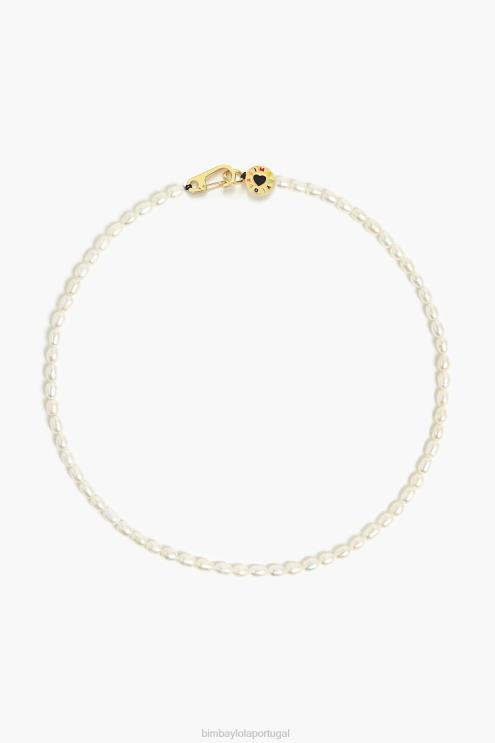 dourado acessórios 64X4N825 colar curto de pérolas Bimba Y Lola