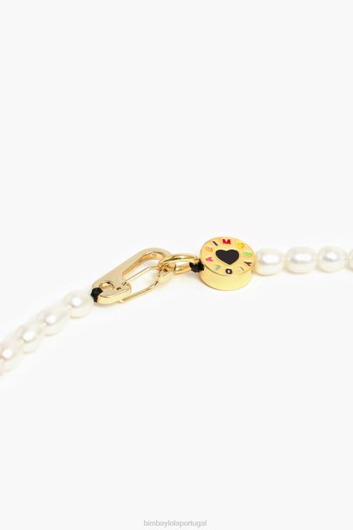 dourado acessórios 64X4N825 colar curto de pérolas Bimba Y Lola