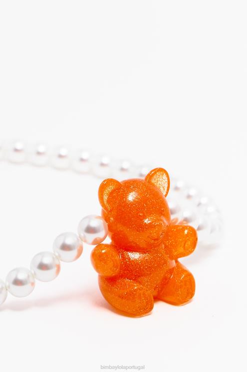 laranja neon acessórios 64X4N794 colar de pérolas de urso Bimba Y Lola
