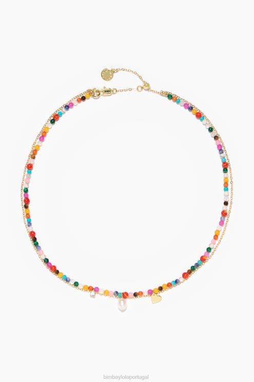 multicolorido acessórios 64X4N690 colar corrente e pedras naturais Bimba Y Lola