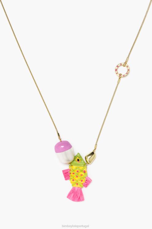 rosa acessórios 64X4N700 colar de ráfia multicolor Bimba Y Lola