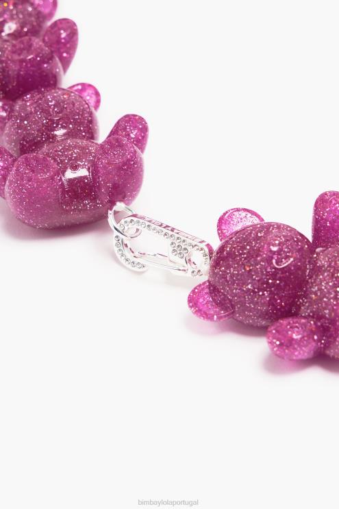 rosa acessórios 64X4N800 colar de ursinho com glitter Bimba Y Lola
