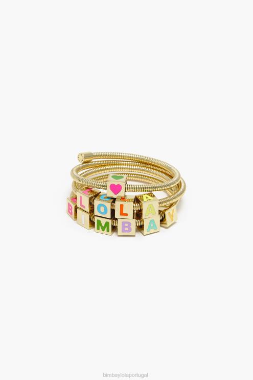 dourado acessórios 64X4N662 pulseira de logotipo de cadeia de bobina Bimba Y Lola