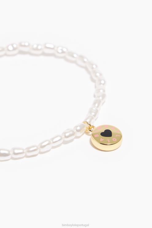 dourado acessórios 64X4N669 pulseira de pérolas de logotipo Bimba Y Lola