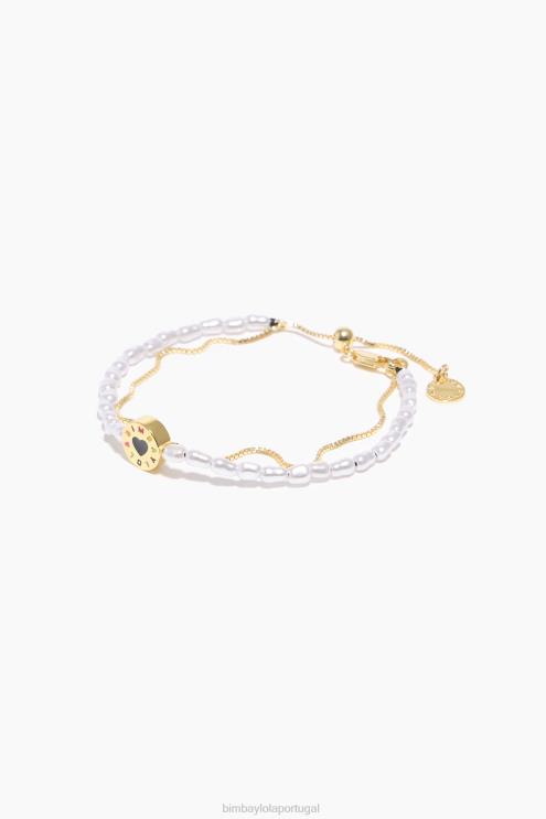 dourado acessórios 64X4N723 pulseira dupla de pérolas Bimba Y Lola
