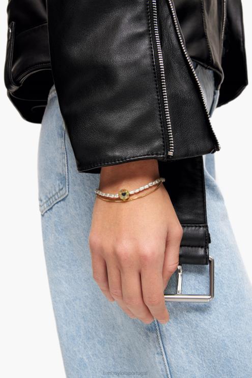 dourado acessórios 64X4N723 pulseira dupla de pérolas Bimba Y Lola