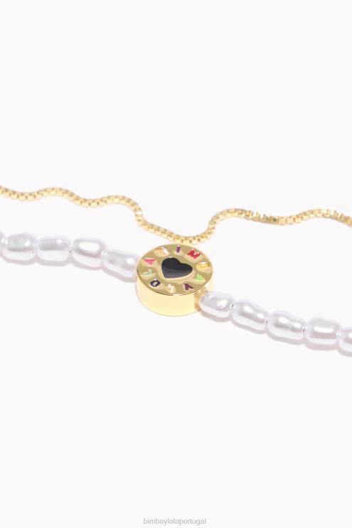 dourado acessórios 64X4N723 pulseira dupla de pérolas Bimba Y Lola