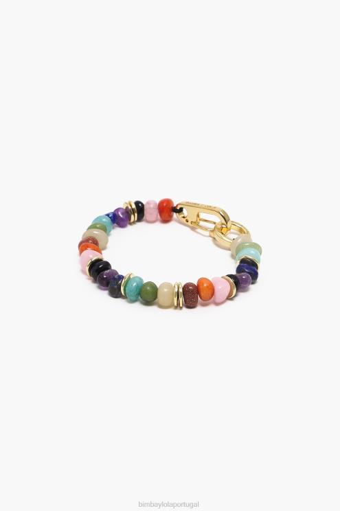 dourado acessórios 64X4N766 pulseira de pedras multicoloridas Bimba Y Lola