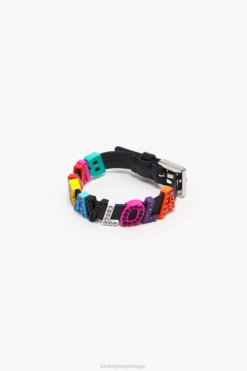 multicolorido acessórios 64X4N1142 pulseira de couro com letras logo Bimba Y Lola