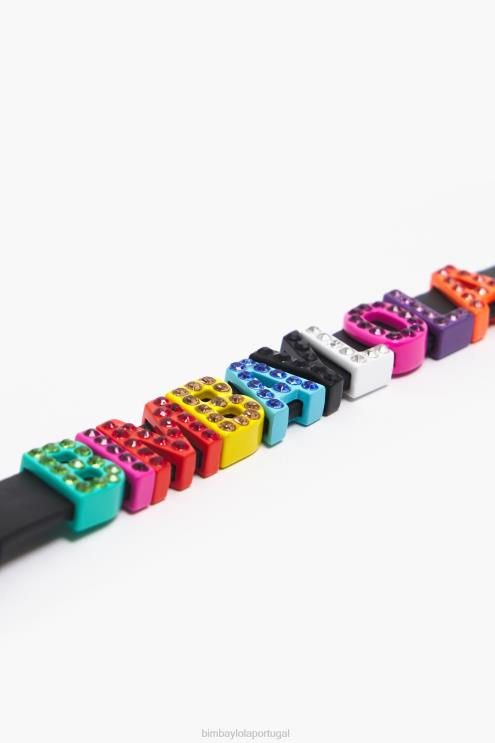 multicolorido acessórios 64X4N1142 pulseira de couro com letras logo Bimba Y Lola