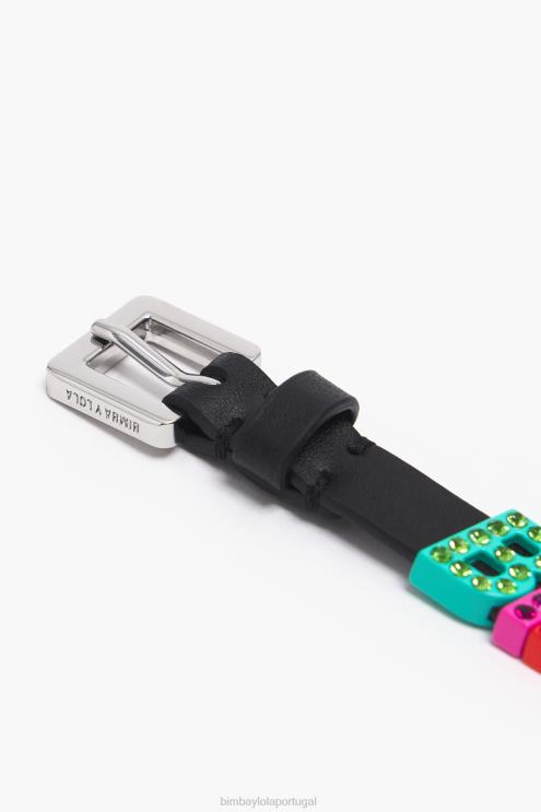multicolorido acessórios 64X4N1142 pulseira de couro com letras logo Bimba Y Lola