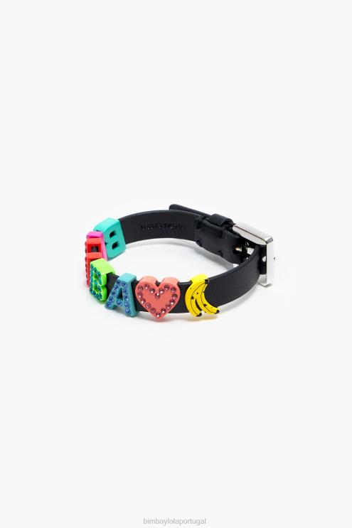 multicolorido acessórios 64X4N658 pulseira de couro logotipo Bimba Y Lola