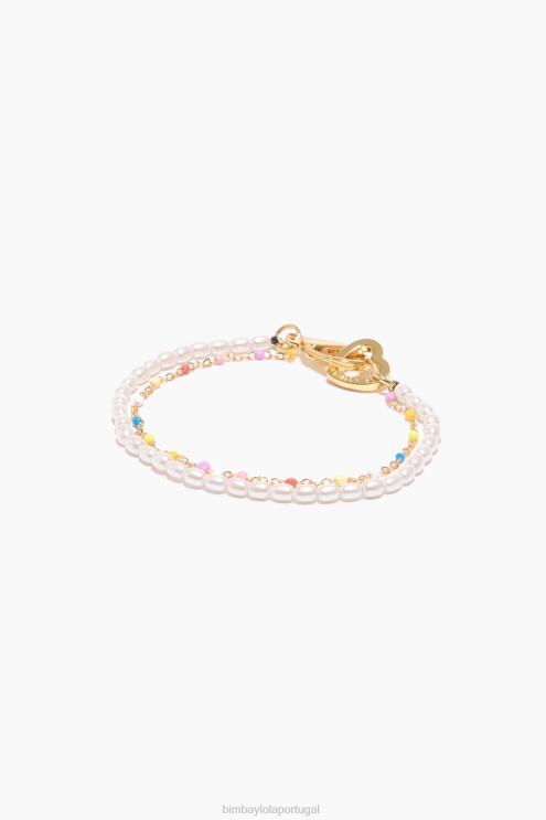 multicolorido acessórios 64X4N793 pérolas pulseira dupla Bimba Y Lola