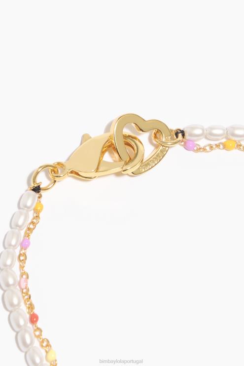 multicolorido acessórios 64X4N793 pérolas pulseira dupla Bimba Y Lola