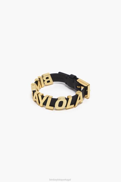 preto acessórios 64X4N1141 pulseira de letras de logotipo de couro Bimba Y Lola