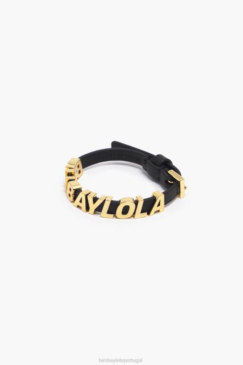 preto acessórios 64X4N1143 pulseira de letras de logotipo de couro Bimba Y Lola