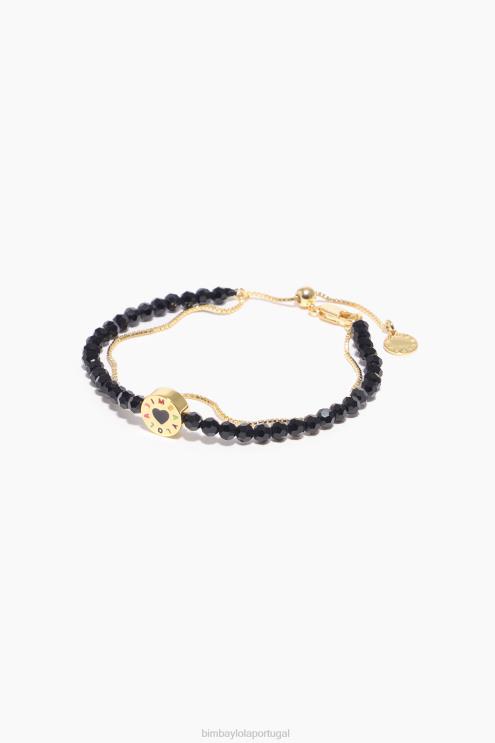 preto acessórios 64X4N668 pulseira dupla de cristais Bimba Y Lola