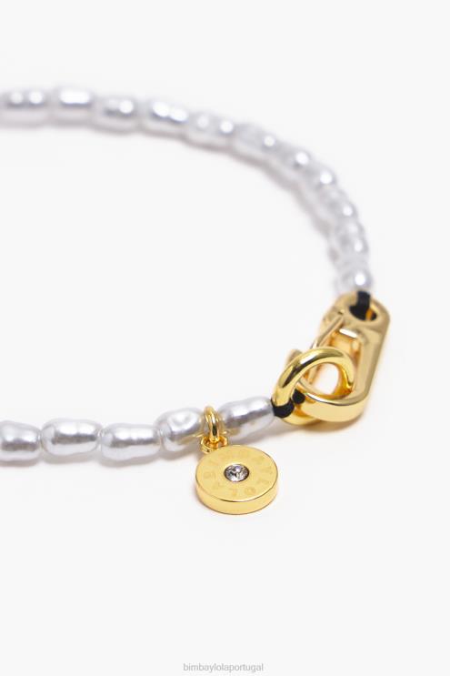 rosa acessórios 64X4N786 pulseira de coração de pérolas Bimba Y Lola