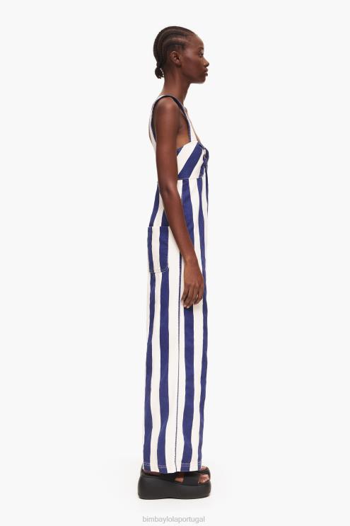 azul roupas 64X4N212 macacão listrado jeans Bimba Y Lola