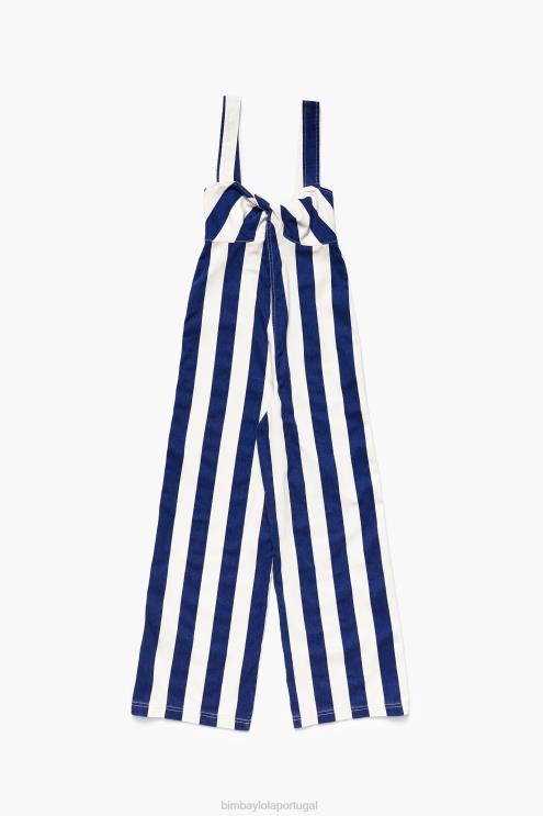 azul roupas 64X4N212 macacão listrado jeans Bimba Y Lola