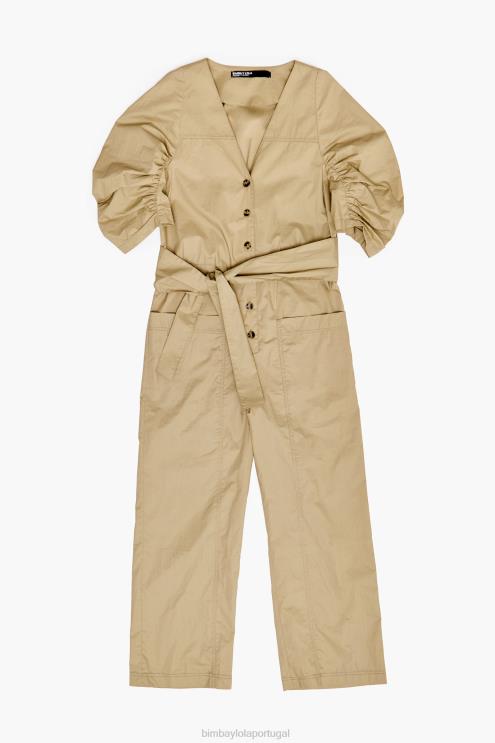 caqui roupas 64X4N188 macacão popeline Bimba Y Lola