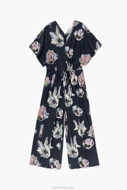 cinza roupas 64X4N186 macacão longo com estampa coral Bimba Y Lola