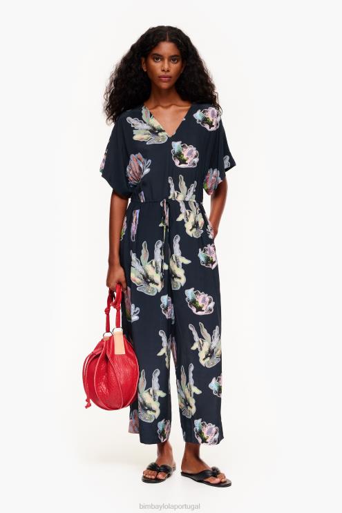 cinza roupas 64X4N186 macacão longo com estampa coral Bimba Y Lola