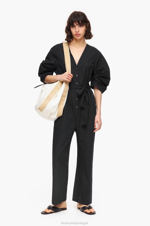 preto roupas 64X4N187 macacão popeline Bimba Y Lola