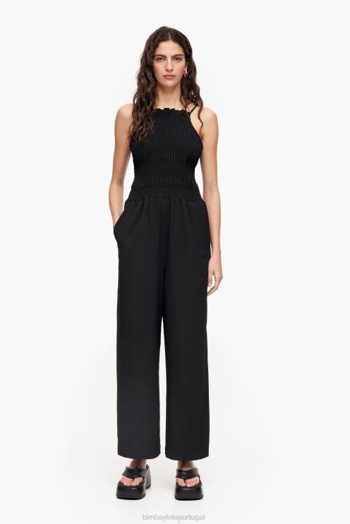 preto roupas 64X4N218 maxi macacão fluido Bimba Y Lola