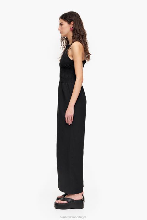 preto roupas 64X4N218 maxi macacão fluido Bimba Y Lola