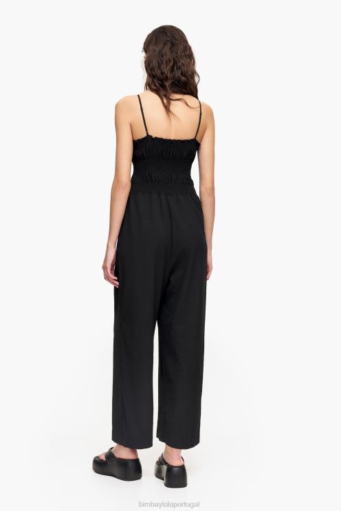 preto roupas 64X4N218 maxi macacão fluido Bimba Y Lola
