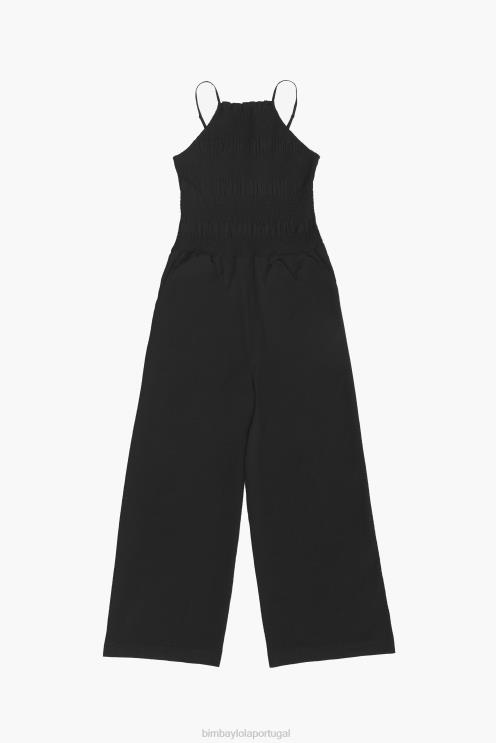 preto roupas 64X4N218 maxi macacão fluido Bimba Y Lola
