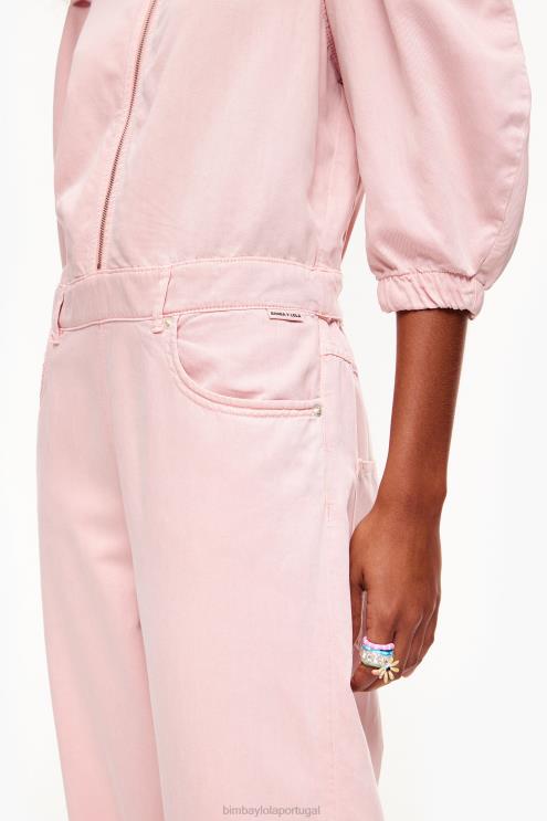 rosa roupas 64X4N195 macacão jeans claro Bimba Y Lola