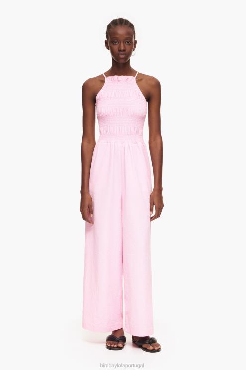 rosa roupas 64X4N217 maxi macacão fluido Bimba Y Lola