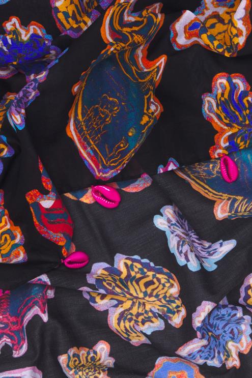 preto roupas 64X4N1207 sarongue de peixe de algodão curto Bimba Y Lola