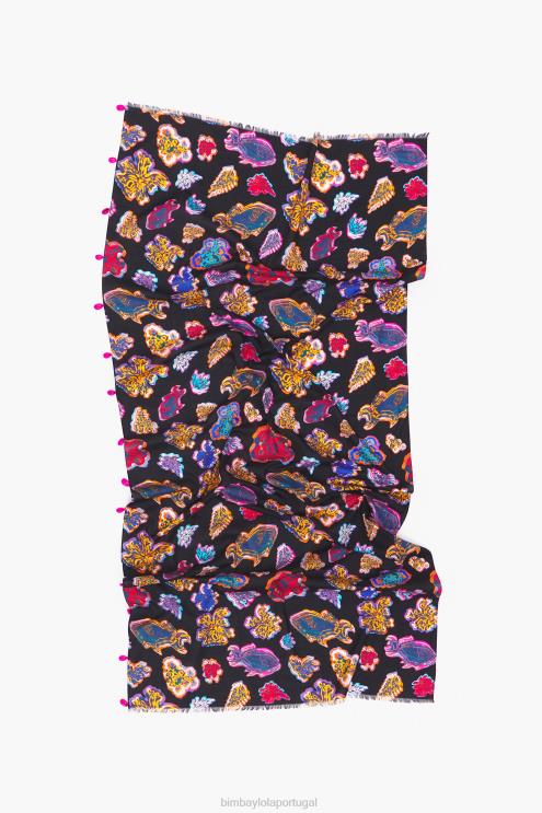 preto roupas 64X4N1207 sarongue de peixe de algodão curto Bimba Y Lola