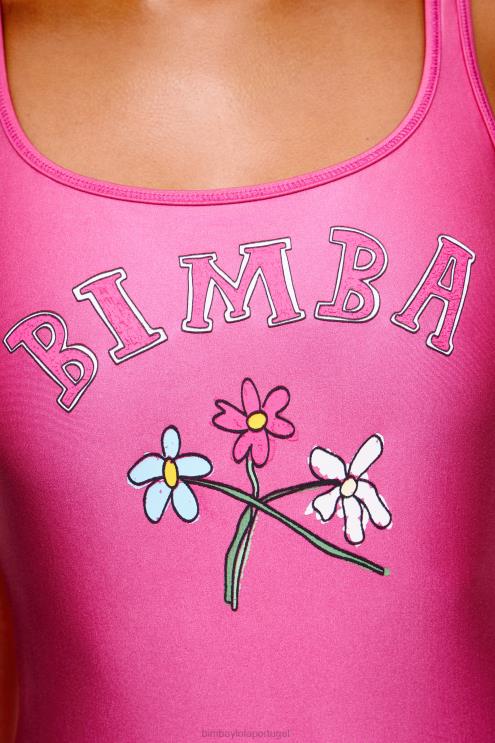 rosa roupas 64X4N886 maiô logotipo de flores Bimba Y Lola