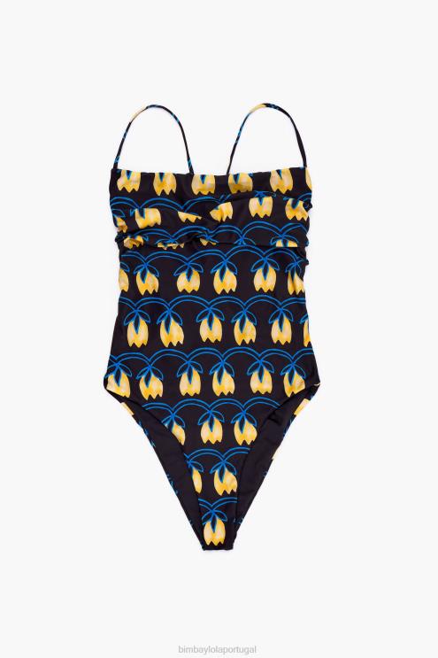 tulipa preta amarela roupas 64X4N888 maiô estampado Bimba Y Lola