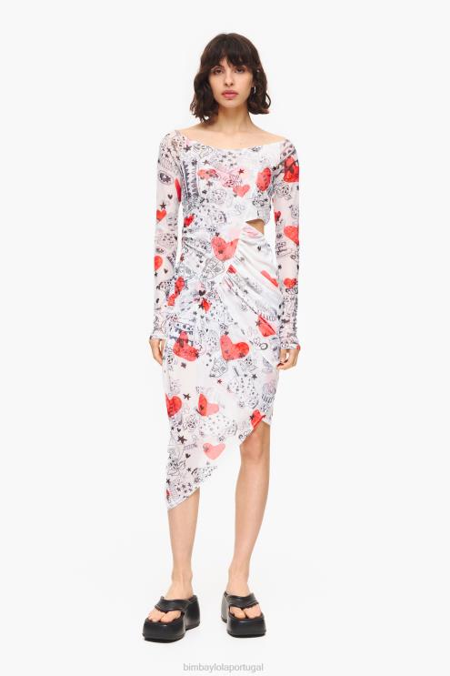 apelido roupas 64X4N224 vestido midi com estampa de coração Bimba Y Lola