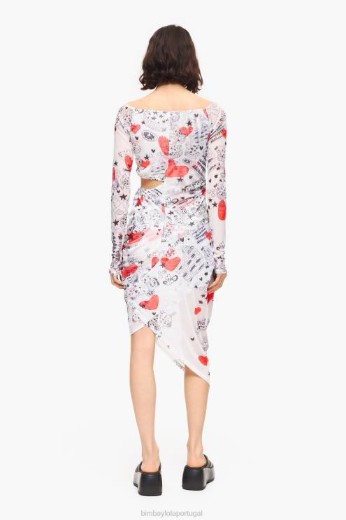 apelido roupas 64X4N224 vestido midi com estampa de coração Bimba Y Lola
