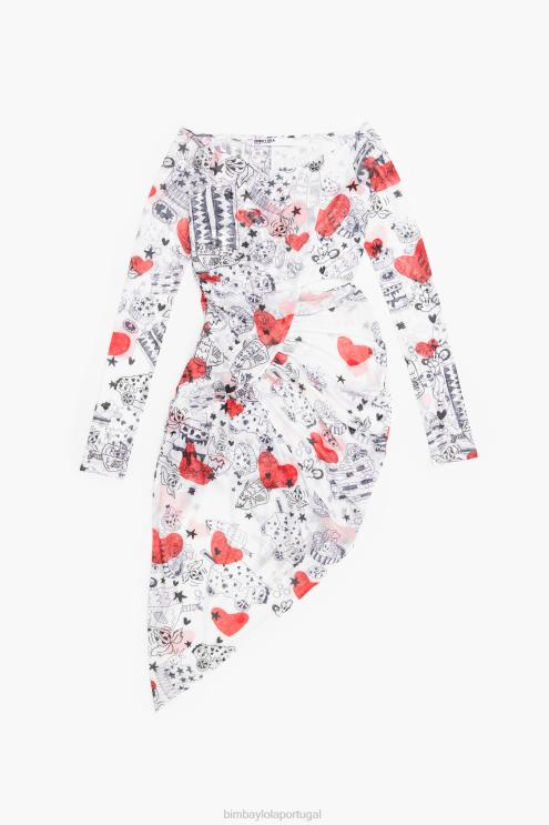 apelido roupas 64X4N224 vestido midi com estampa de coração Bimba Y Lola