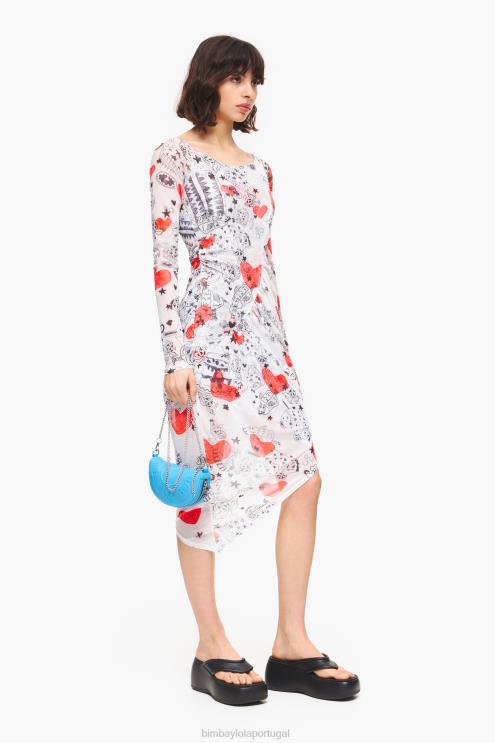 apelido roupas 64X4N224 vestido midi com estampa de coração Bimba Y Lola