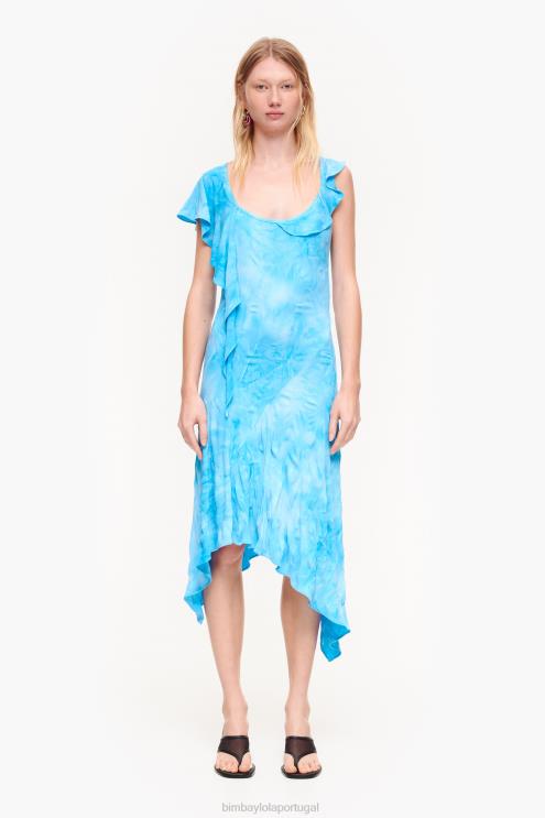 azul roupas 64X4N191 vestido midi fluido Bimba Y Lola
