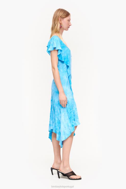 azul roupas 64X4N191 vestido midi fluido Bimba Y Lola
