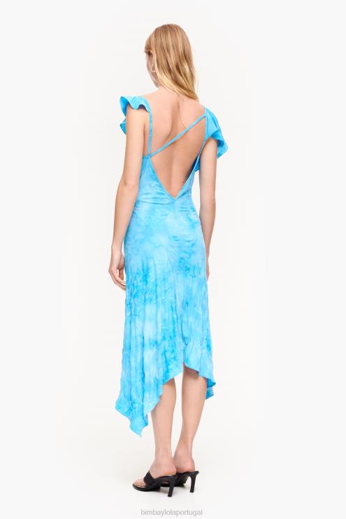 azul roupas 64X4N191 vestido midi fluido Bimba Y Lola