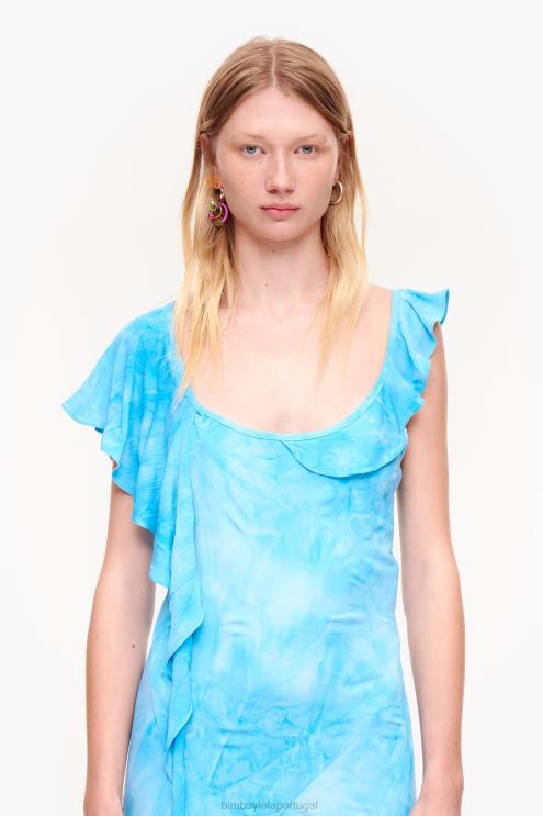 azul roupas 64X4N191 vestido midi fluido Bimba Y Lola