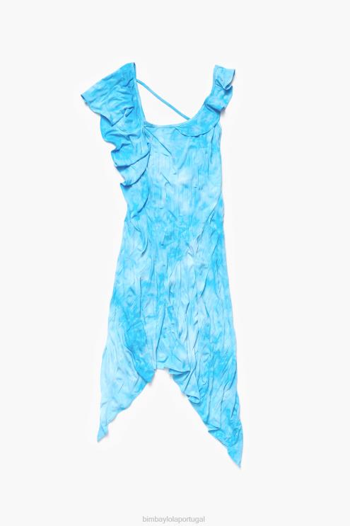 azul roupas 64X4N191 vestido midi fluido Bimba Y Lola