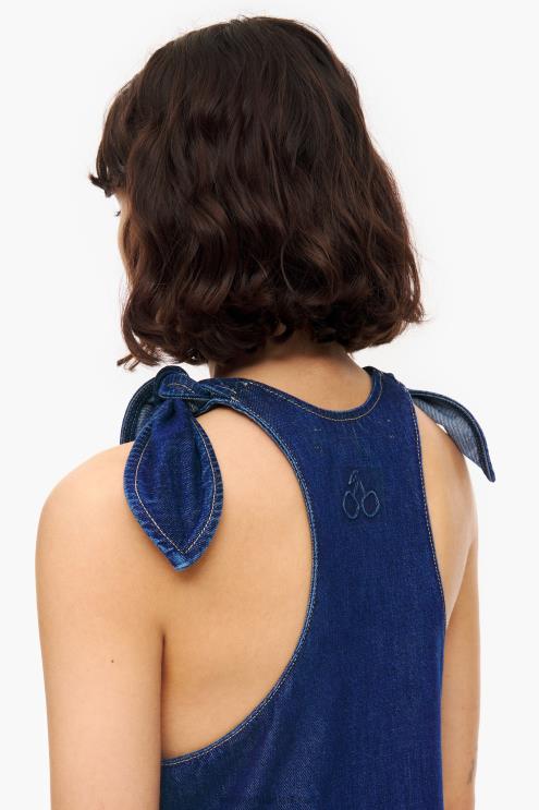 azul roupas 64X4N202 vestido jeans escuro evasê Bimba Y Lola