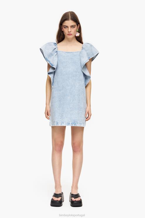 azul roupas 64X4N213 mini vestido jeans claro Bimba Y Lola