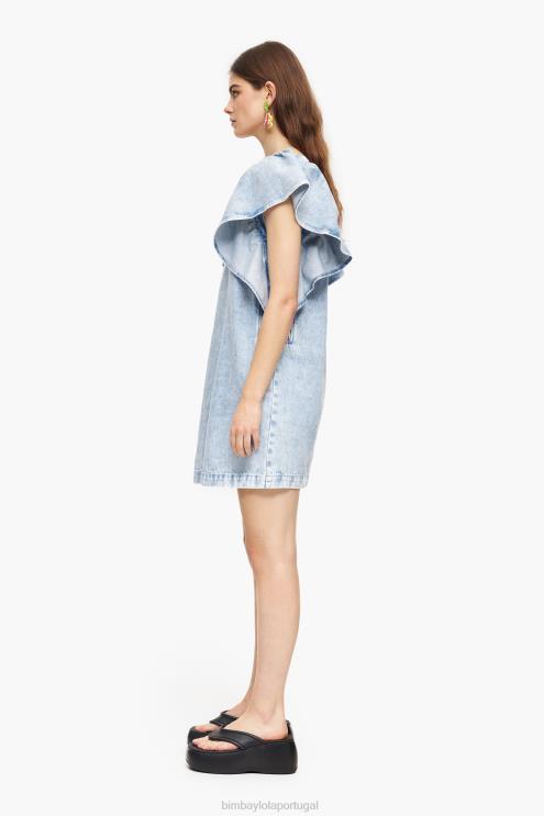 azul roupas 64X4N213 mini vestido jeans claro Bimba Y Lola